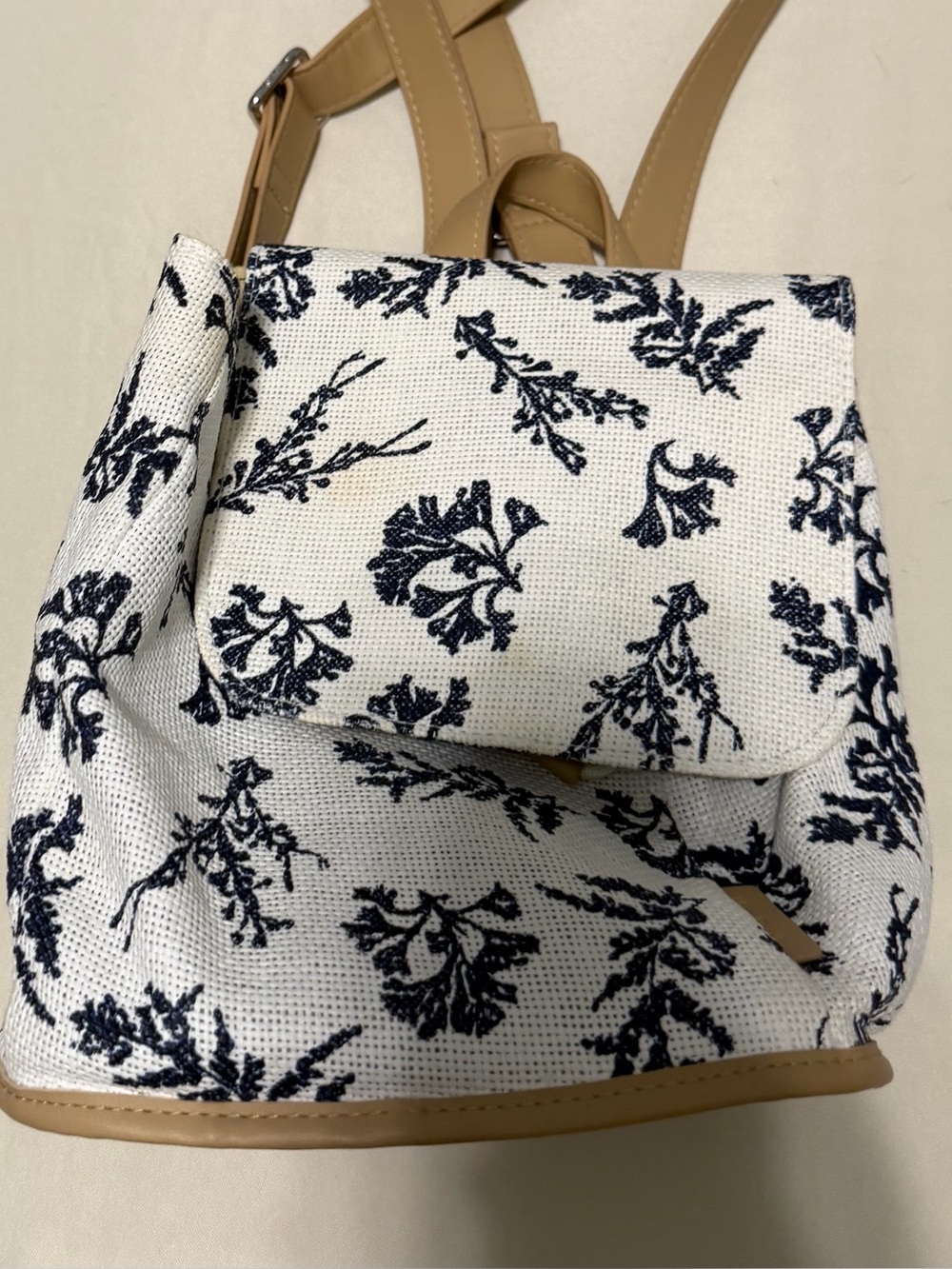 Botanical Backpack Purse in White & Black (for beach, vacations, exploring, etc)